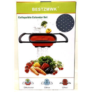 Silicone Collapsible Colander Set 4 Includes 1pc 6 Quart Over the Sink Strain